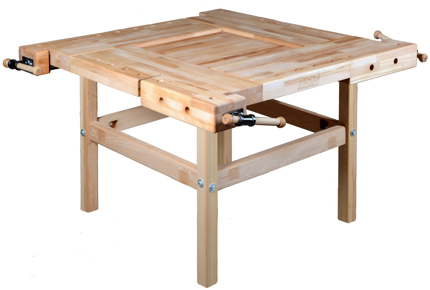 Établi scolaire haut de gamme 4 postes - Hauteur 780 mm - Hêtre massif 80 mm