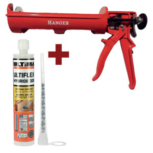 Pistolet scellement chimique + 12 résines hybrides 410 ml HANGER