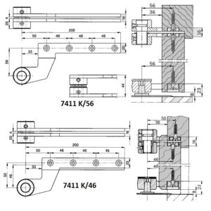 Pivot du haut 7411 K/46 complet en acier zingué pour porte à recouvrement simple action DORMA 45305015