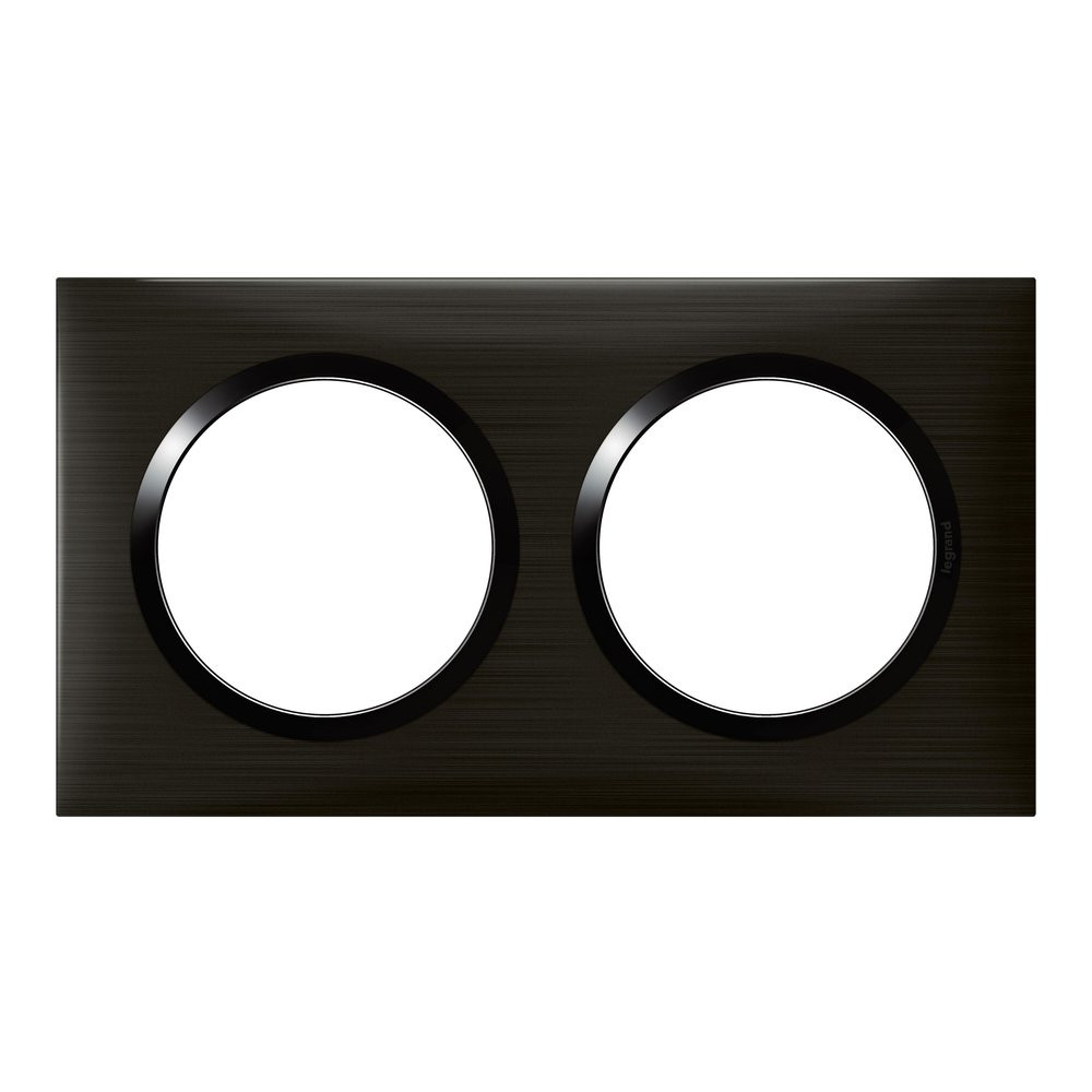 Plaque double Dooxie, LEGRAND, inox sombre brossé