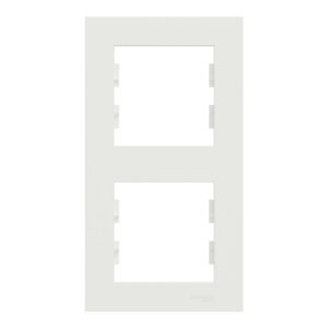 Plaque double verticale Miluz, SCHNEIDER ELECTRIC, blanc