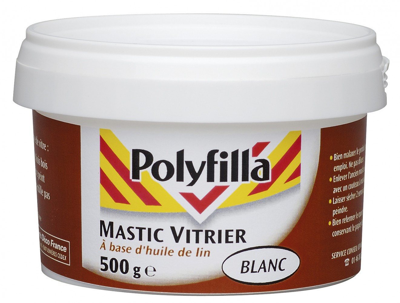 Mastic d'étanchéité vitrier POLYFILLA 500 g blanc