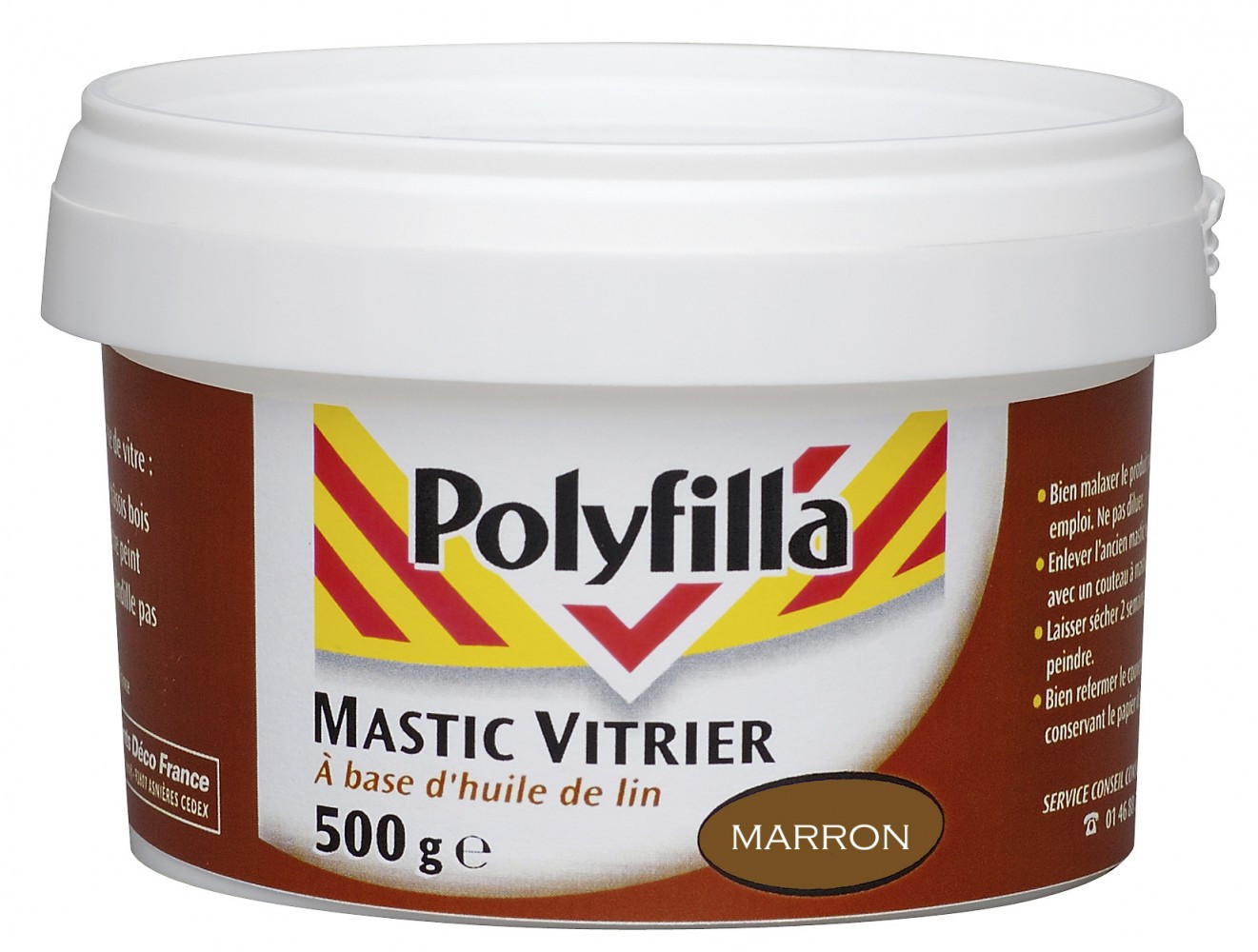Mastic d'étanchéité vitrier POLYFILLA 500 g marron