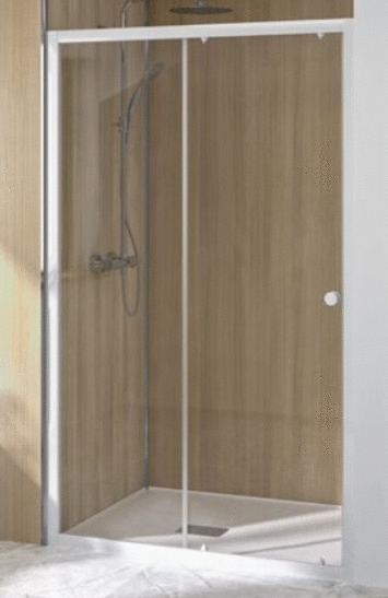 Porte coulissante SUPRA III C 140 cm blanc verre transparent KINEDO PA1542BTN