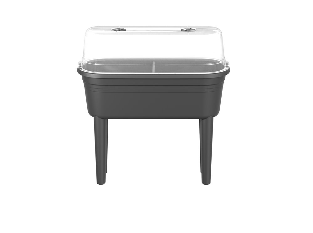 Potager sur pied avec serre, noir, H.26.5 x L.37 x l78 cm