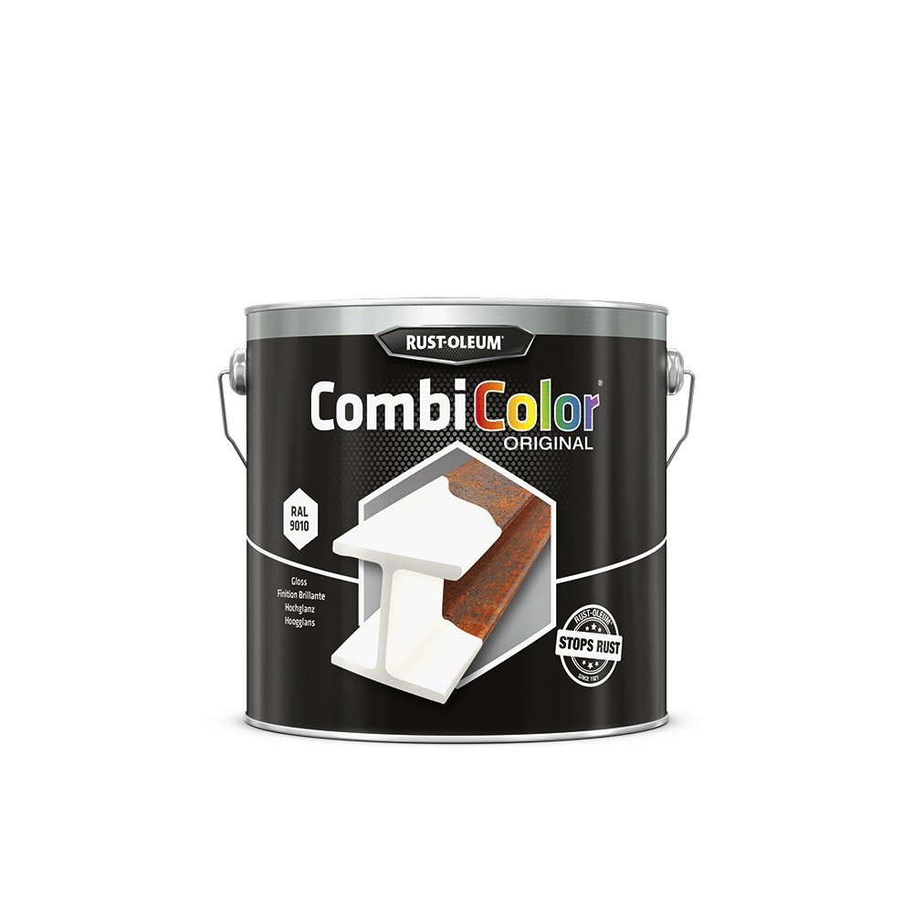 Primaire de protection antirouille et finition CombiColor Original blanc pur RAL 9010 seau 2,5 l RUST-OLEUM 7392.2.5
