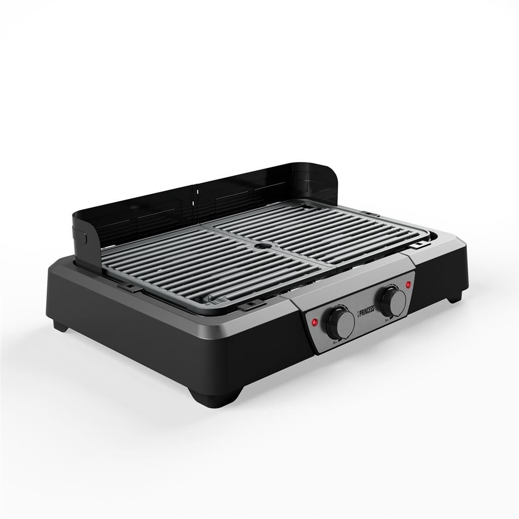 Barbecue électrique portable 2000 W - 2 zones de cuisson - surface 43 x 27 cm