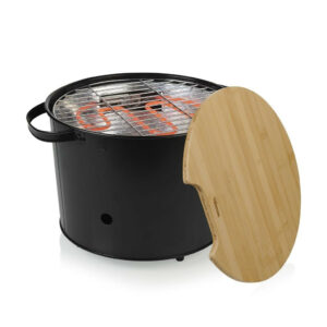 Barbecue hybride électrique et charbon 1400 W - grill rond 32 cm - thermostat réglable