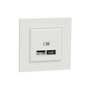Prise chargeur double usb A+C complet Miluz, SCHNEIDER ELECTRIC, blanc