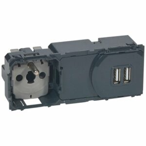 Prise de courant et chargeur double USB CÉLIANE précâblées 250 V LEGRAND 067106