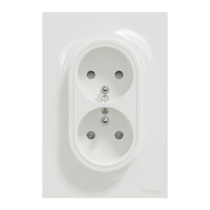 Prise de courant ODACE 2P+T double blanc à griffes spécial rénovation SCHNEIDER ELECTRIC S521089