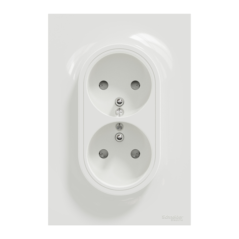 Prise de courant ODACE 2P+T double blanc à griffes spécial rénovation SCHNEIDER ELECTRIC S521089