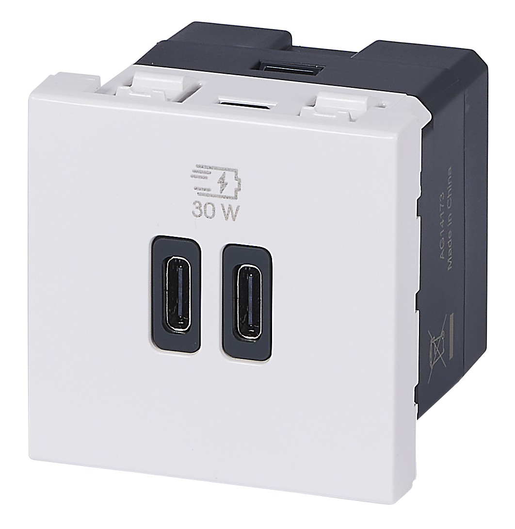 Prise double USB MOSAIC Type-C + Type-C Power Delivery 3 A 30 W LEGRAND 077631L
