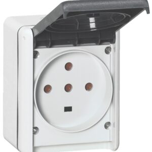 Prise étanche 3P+T+N PLEXO complet gris IP44 32 A LEGRAND 055877