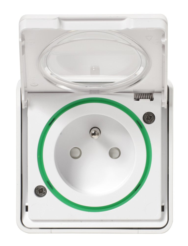 Prise étanche saillie complet Mureva Styl, SCHNEIDER ELECTRIC, blanc