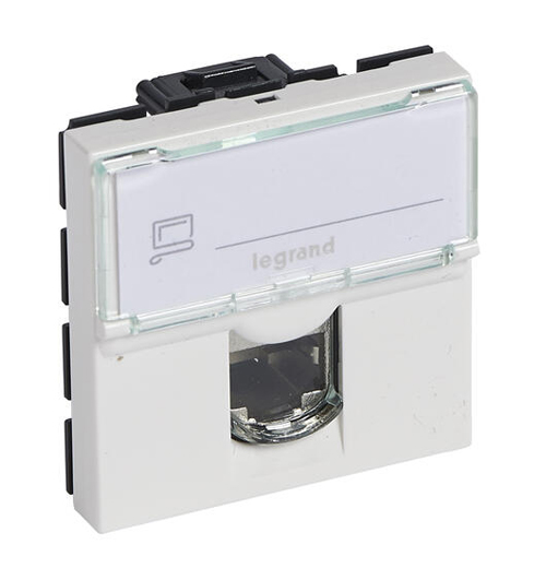 Prise RJ45 MOSAIC catégorie6 STP à blindage métal blanc 2 modules LEGRAND 076576