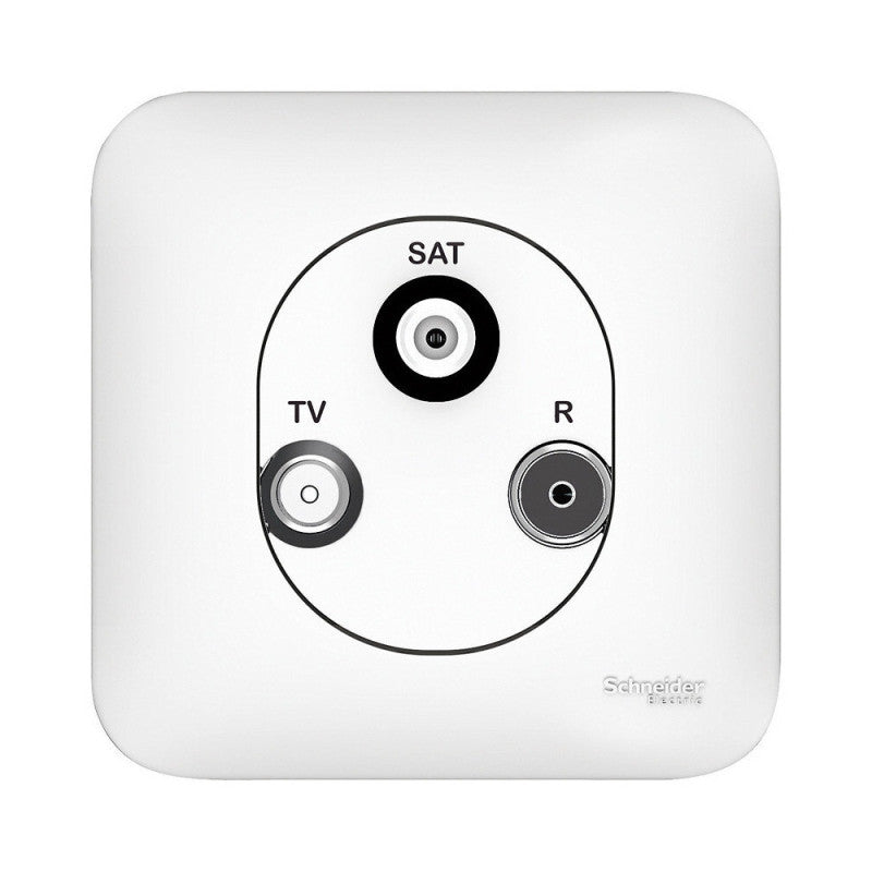 Prise TV/FM/SAT SCHNEIDER Ovalis ALB74329 -3 sorties -blanc