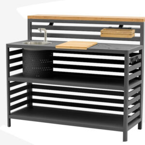 Bar NONA - 136 x 115 x 54 cm - Aluminium époxy et teck FSC - Graphite