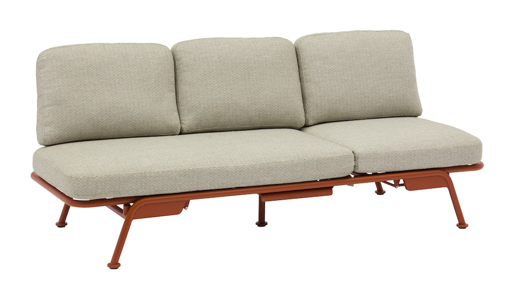Canapé convertible SUNSET aluminium époxy – Terra Cotta / Chiné anthracite