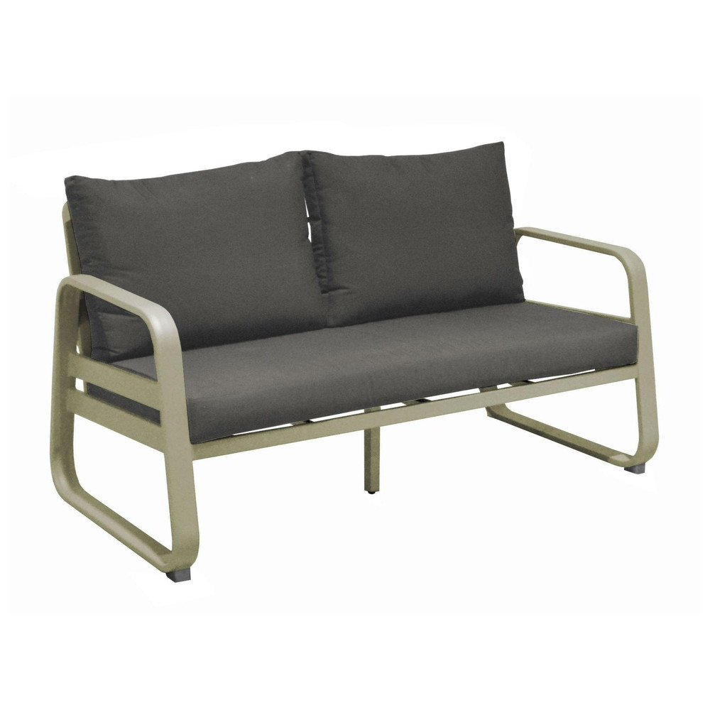 Canapé de jardin 2,5 places Tonio sauge/gris en Aluminium - coussins déhoussables