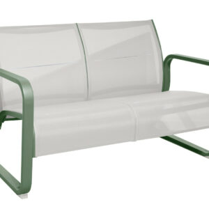 Canapé lounge 2 places en aluminium et TPEP matelassé - QUENZA II - Coloris amande et chevron crème