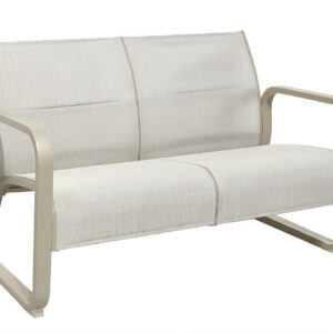 Canapé lounge 2 places en aluminium et TPEP matelassé – QUENZA II – Coloris crème et chevron