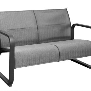 Canapé lounge 2 places en aluminium et TPEP matelassé - QUENZA II - Coloris graphite et chevron