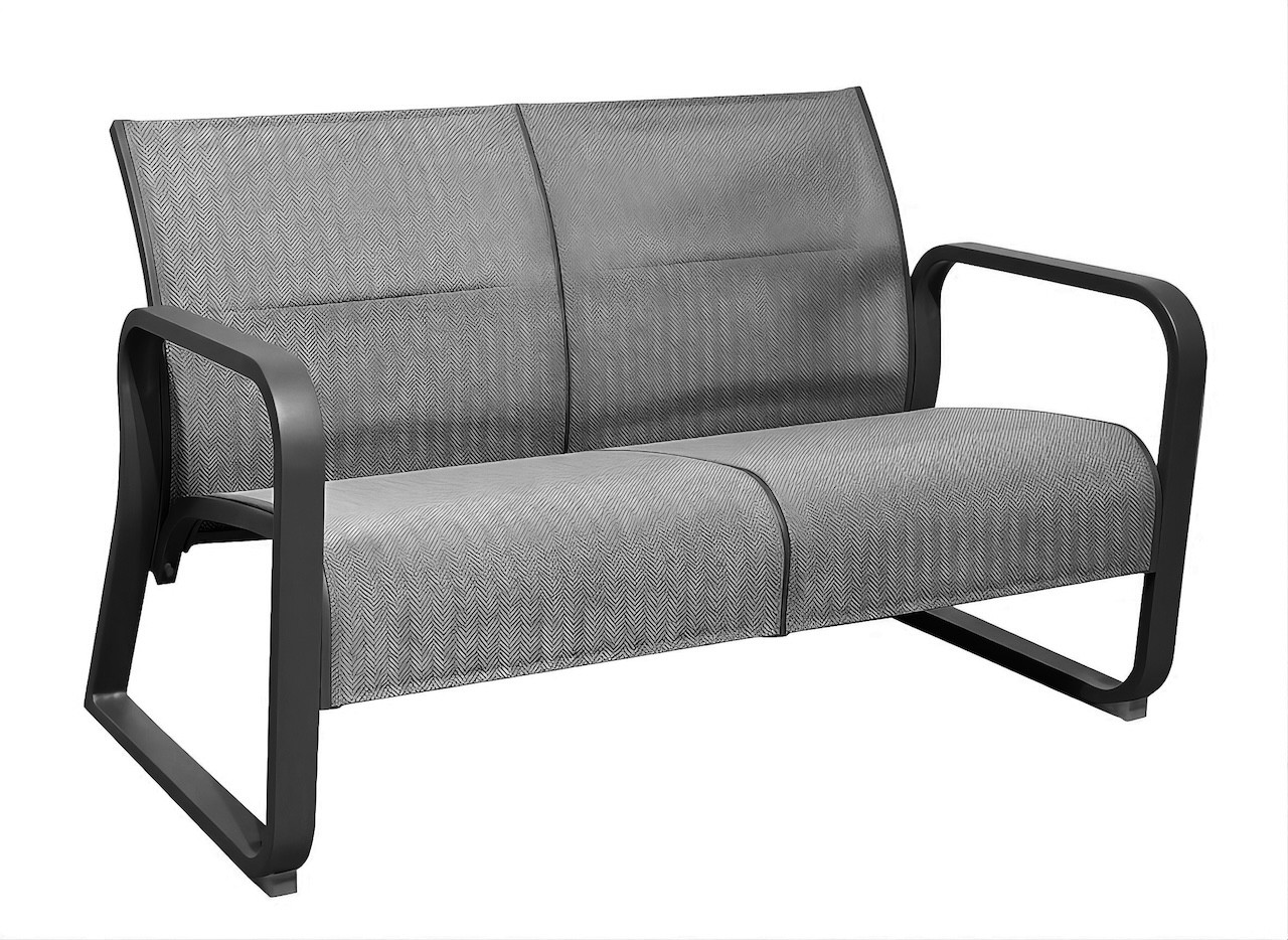 Canapé lounge 2 places en aluminium et TPEP matelassé - QUENZA II - Coloris graphite et chevron
