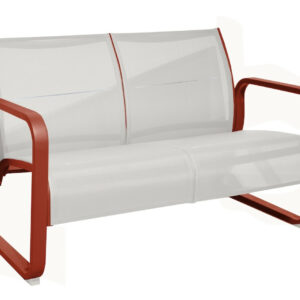Canapé lounge 2 places en aluminium et TPEP matelassé - QUENZA II - Coloris terra et chevron crème
