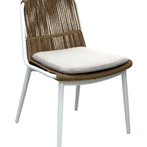 Chaise de repas - COMO - Blanc / Wicker Twist naturel - Aluminium époxy