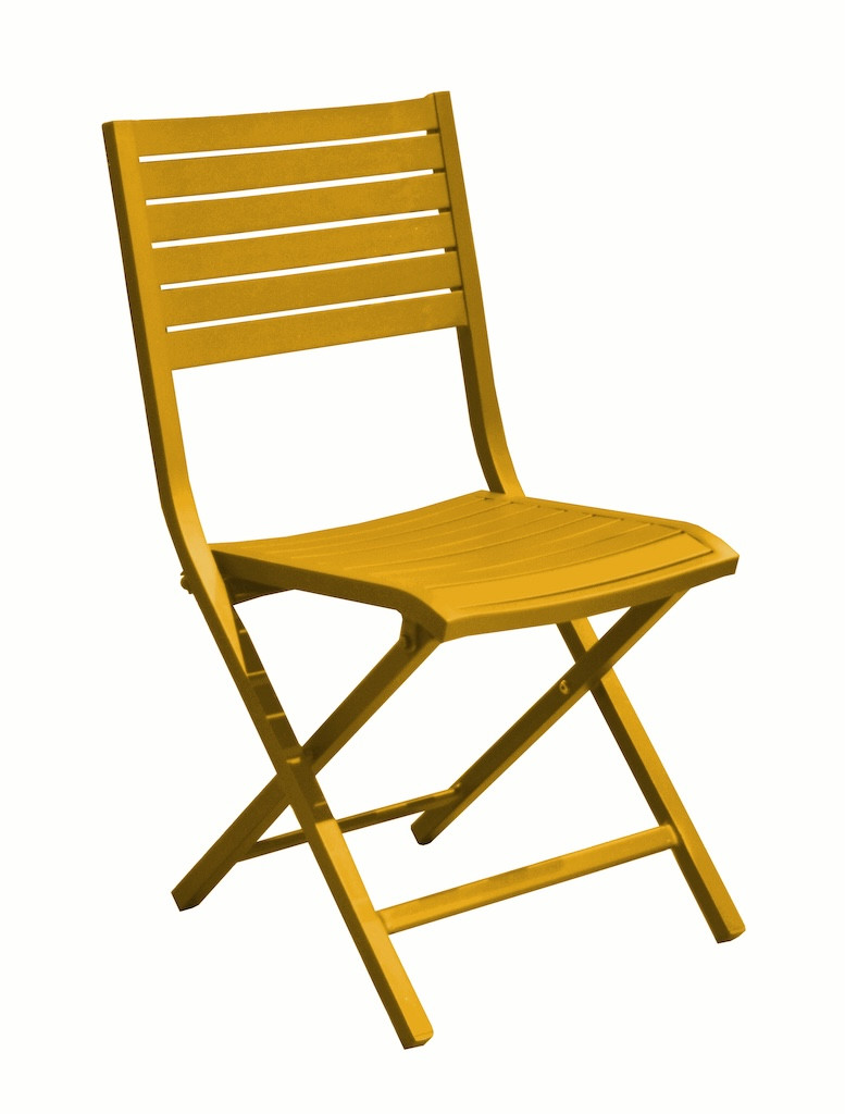 Chaise pliante - LUCCA - Aluminium époxy - Lattes miel