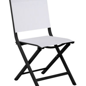 Chaise pliante - THEMA - Aluminium époxy graphite - Toile TPEP chiné blanc