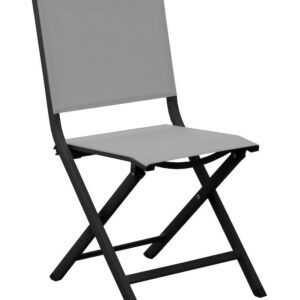 Chaise pliante - THEMA - Aluminium époxy graphite - Toile TPEP perle
