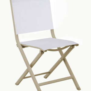 Chaise pliante - THEMA - Aluminium époxy sand - Toile TPEP chiné blanc