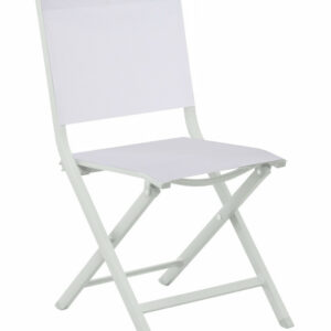 Chaise pliante - THEMA - Aluminium époxy - Toile TPEP chiné blanc