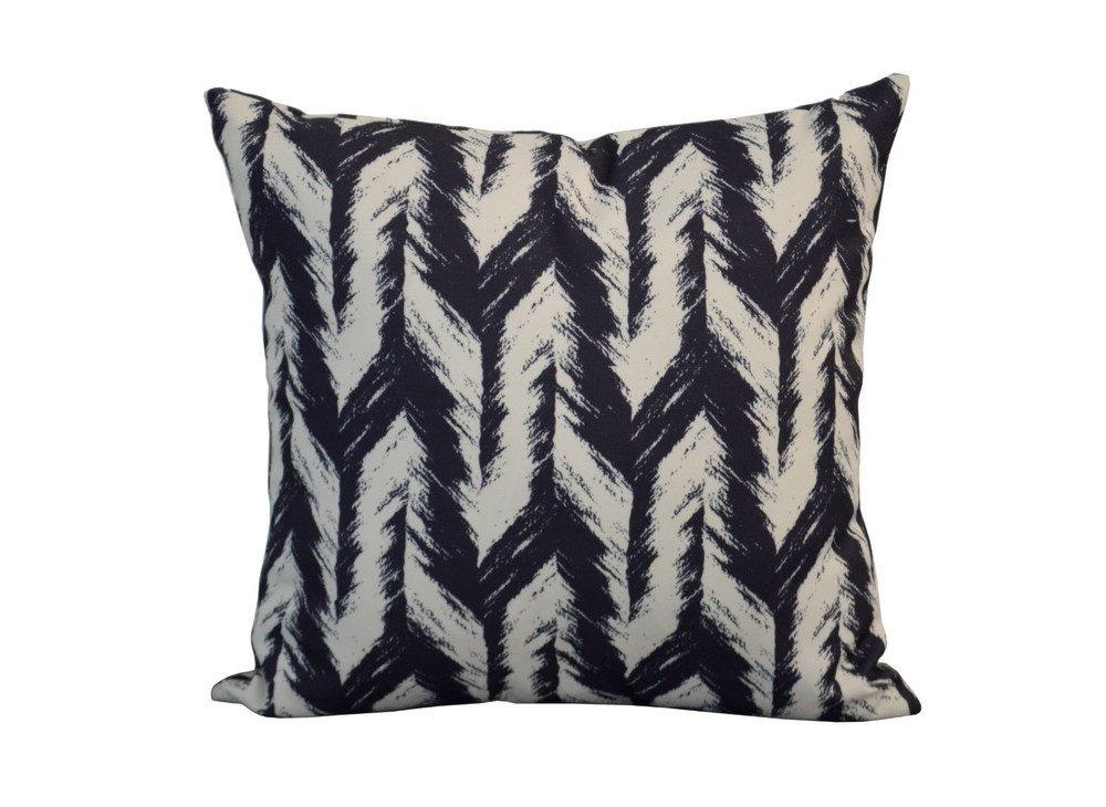 Coussin déhoussable exterieur décor Motif Graphique chevron noir 45 x 45 cm