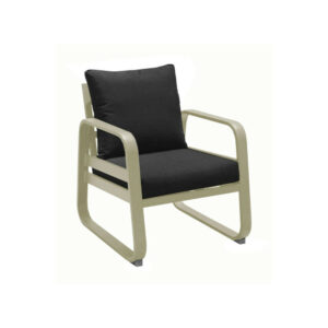 Fauteuil détente de jardin Tonio miel/gris - Aluminium - coussins acrylique