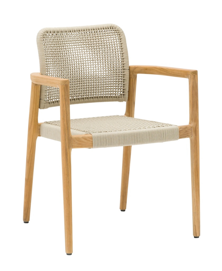 Fauteuil - ECRINS - Aluminium / Teck - Rope ronde - Teck