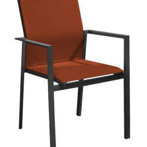 Fauteuil empilable en aluminium - DELIA - Assise TPEP - Hauteur d’assise 46 cm - Coloris graphite et sienne