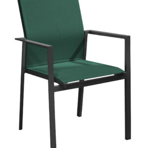 Fauteuil empilable en aluminium - DELIA - Assise TPEP - Hauteur d’assise 46 cm - Coloris graphite et vert