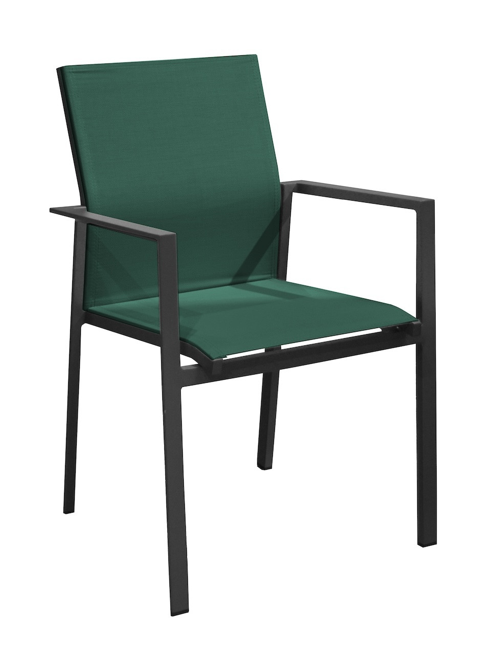 Fauteuil empilable en aluminium - DELIA - Assise TPEP - Hauteur d’assise 46 cm - Coloris graphite et vert