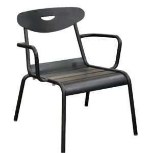 Fauteuil empilable en aluminium - SMILEY - Structure tube rond Ø 25 mm - Coloris graphite