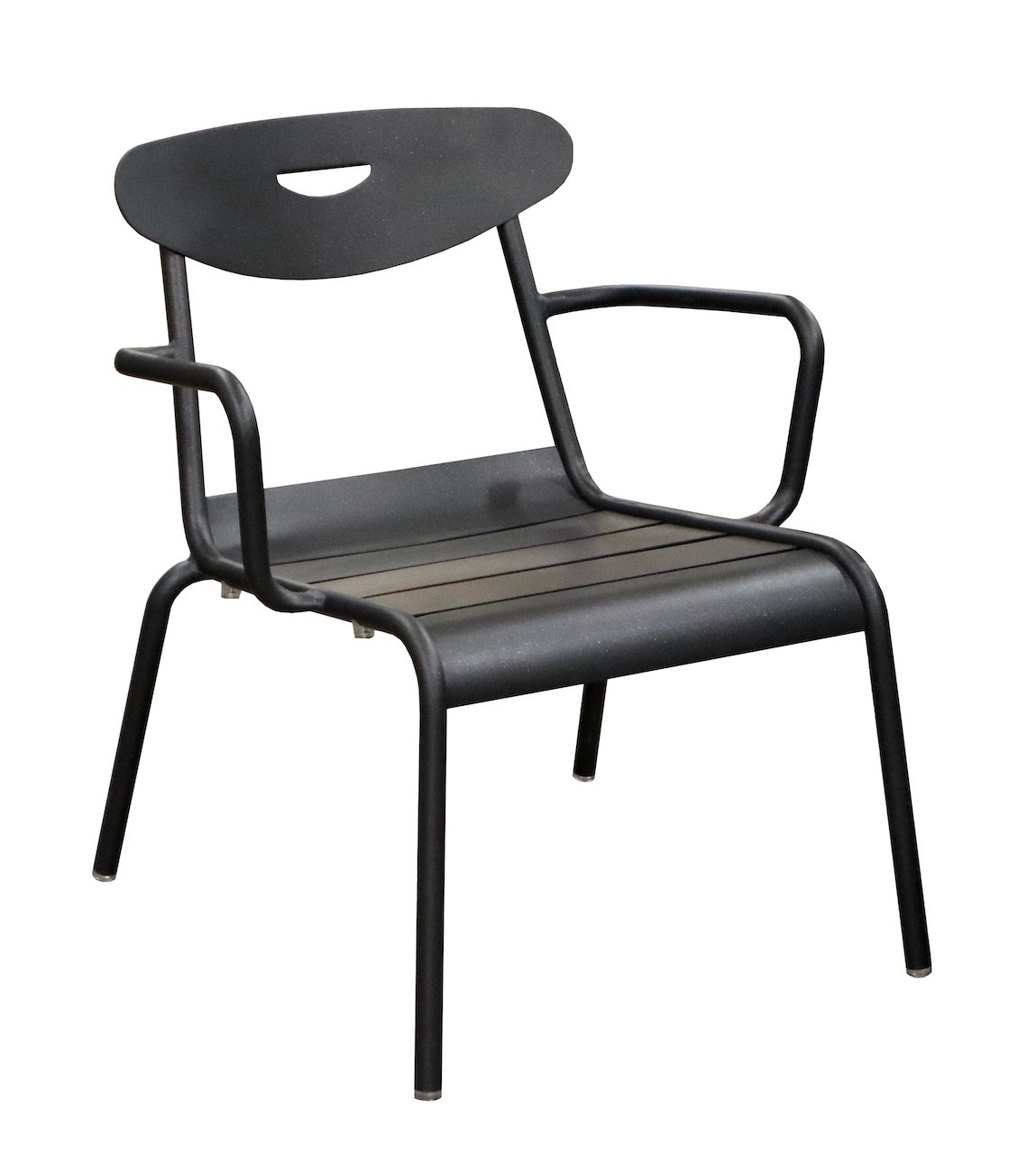 Fauteuil empilable en aluminium - SMILEY - Structure tube rond Ø 25 mm - Coloris graphite