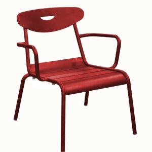 Fauteuil empilable en aluminium - SMILEY - Structure tube rond Ø 25 mm - Coloris rouge