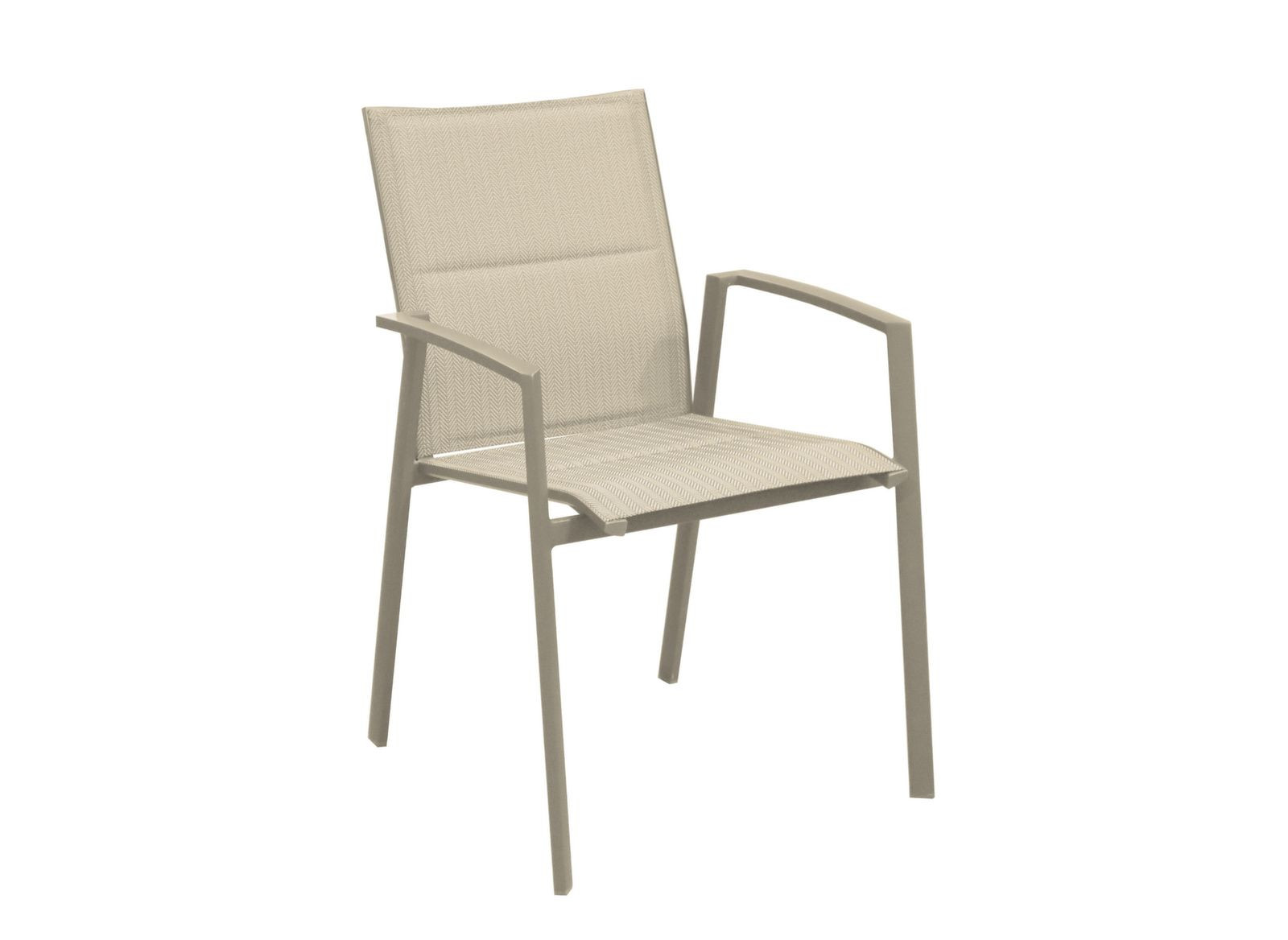 Fauteuil empilable - PALMA - Aluminium époxy crème - Toile TPEP padded chevron