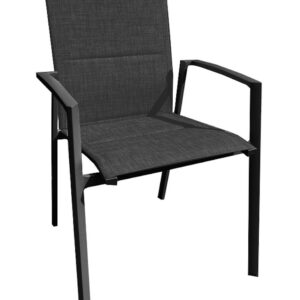 Fauteuil empilable - PALMA - Aluminium époxy graphite - Toile TPEP padded graphite