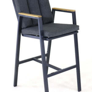 Fauteuil haut – LEATHER – Graphite – Aluminium époxy et accoudoirs teck FSC