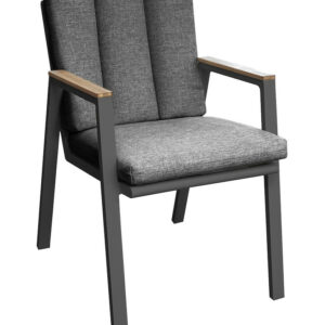 Fauteuil – LEATHER – Graphite – Aluminium époxy et accoudoirs teck FSC