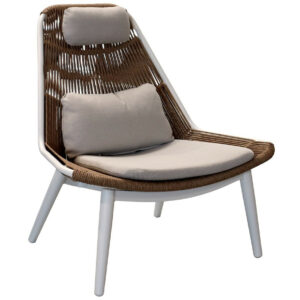 Fauteuil lounge - COMO - Blanc / Wicker Twist naturel - Aluminium époxy