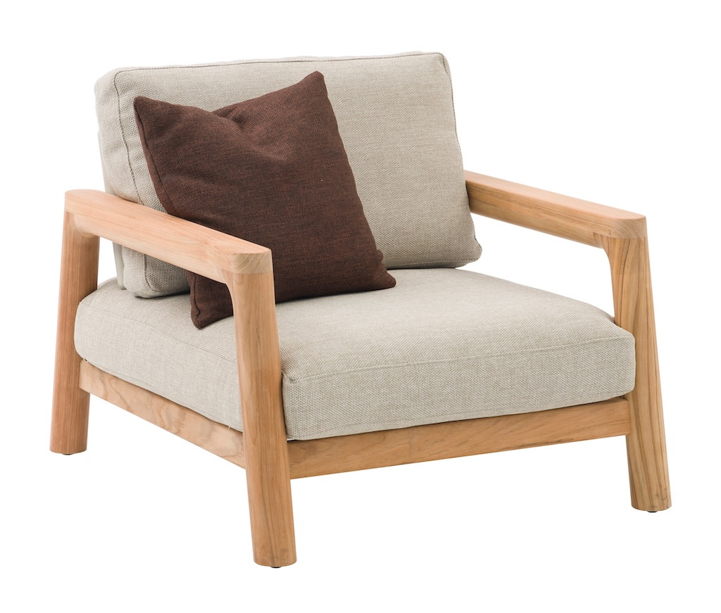 Fauteuil lounge - ECRINS - Aluminium / Teck - Rope ronde - Teck